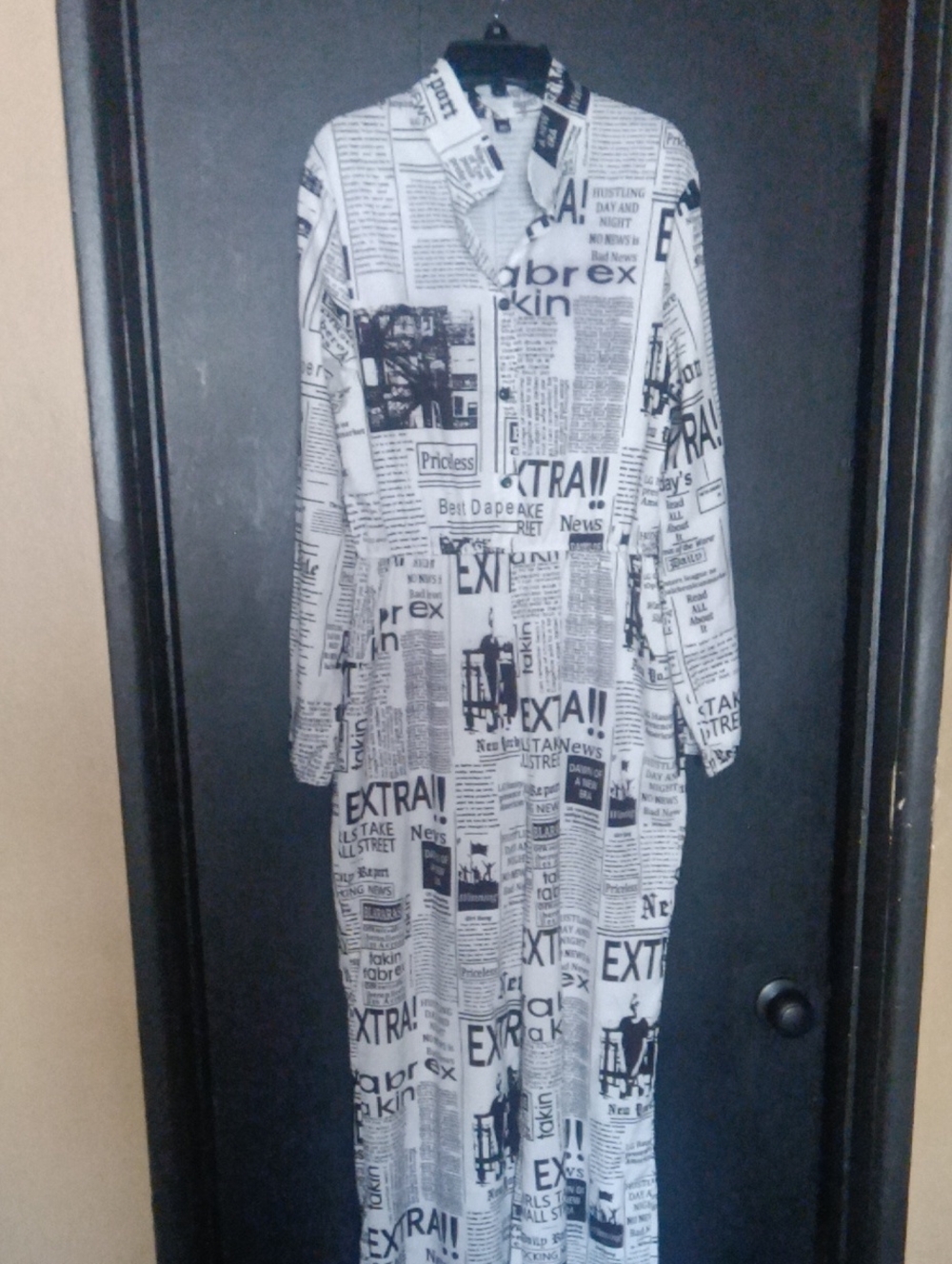 Jumpsuit Black & White Newspaper Print